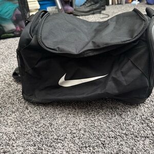 Nike Black Duffel with White Swoosh Logo